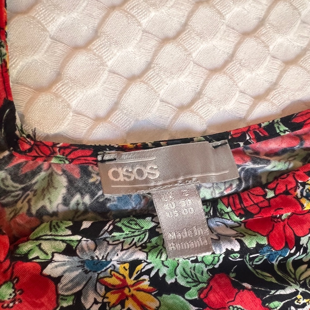 ASOS Red Ruched Puff Sleeve Sundress - Picture 3 of 3